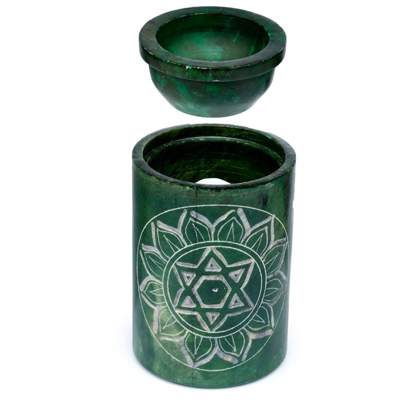 Lampă aromadifuzoare din steatit pentru difuzarea uleiului esențial | Verde - imagine 2