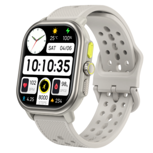 Smartwatch TWINKLER®, Ceas Inteligent Unisex, TKY-P106, ecran AMOLED 2,06”, Rezoluție 410×502, Procesor ATS3085L, Lanternă LED, GPS, Aplicație FitCloudPro, Apeluri Bluetooth 5.3, Multiple monitorizări sănătate și moduri sport, Curea silicon, silver