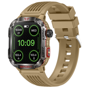 Smartwatch TWINKLER®, Ceas Inteligent Sportiv Unisex, TKY-M5, ecran IPS TFT 2,00”, Rezoluție 320×385, Procesor BT8959T6, Lanternă LED, Aplicație FitCloudPro, Apeluri Bluetooth 5.3, Busolă, Altimetru, Presiune atmosferică, Multiple monitorizări sănătate și moduri sport, Curea silicon, maro