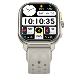 Alternative view of Smartwatch TWINKLER®, Ceas Inteligent Unisex, TKY-P106, ecran AMOLED 2,06”, Rezoluție 410×502, Procesor ATS3085L, Lanternă LED, GPS, Aplicație FitCloudPro, Apeluri Bluetooth 5.3, Multiple monitorizări sănătate și moduri sport, Curea silicon, silver