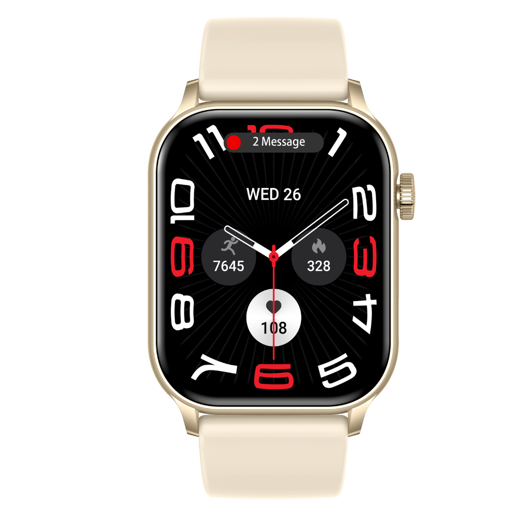 Smartwatch TWINKLER®, Ceas Inteligent Unisex, TKY-KR86, ecran AMOLED 1.952”, Rezoluție 410×502, Procesor Realtek 8763EWE, Lanternă LED, Aplicație FitCloudPro, Apeluri Bluetooth 5.2, Multiple monitorizări sănătate și moduri sport, Curea silicon, bej - imagine 4