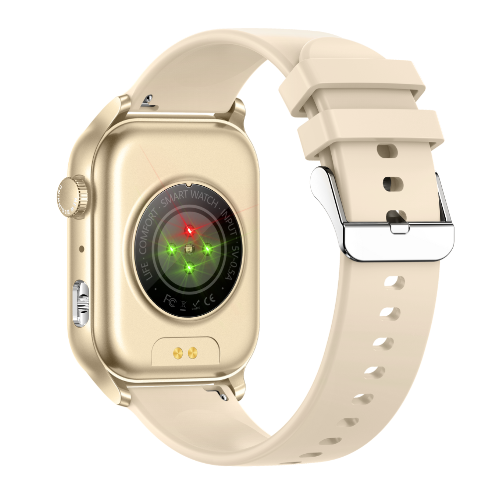 Smartwatch TWINKLER®, Ceas Inteligent Unisex, TKY-KR86, ecran AMOLED 1.952”, Rezoluție 410×502, Procesor Realtek 8763EWE, Lanternă LED, Aplicație FitCloudPro, Apeluri Bluetooth 5.2, Multiple monitorizări sănătate și moduri sport, Curea silicon, bej - imagine 5
