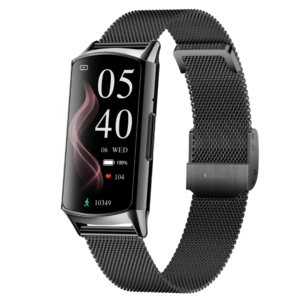 Smartwatch TWINKLER®, Ceas Inteligent de Damă, TKY-H29, ecran Amoled 1.58”, Rezoluție 228×460, Procesor Realtek 8763EWE, Aplicație FitCloudPro, Apeluri Bluetooth 5.2, Multiple monitorizări sănătate și moduri sport, Curea metalică, negru