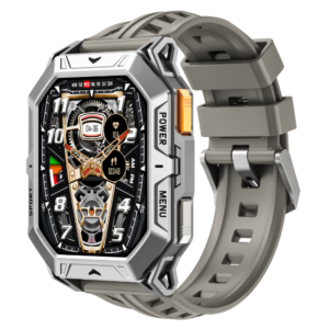 Smartwatch TWINKLER®, Ceas Inteligent Bărbătesc, TKY-S09, ecran AMOLED 2,13”, Rezoluție 470x502, Procesor Realtek 8763EWE-VP, Altimetru, Barometru, Tensiometru, Oximetru, Aplicație FitCloudPro, Apeluri Bluetooth 5.4, Multiple monitorizări sănătate și moduri sport, curea de silicon, silver