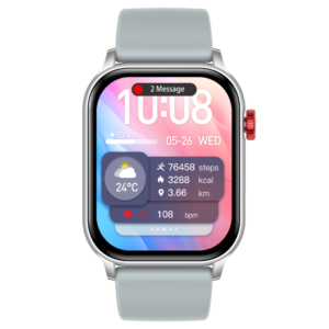 Alternative view of Smartwatch TWINKLER®, Ceas Inteligent Unisex, TKY-KR86, ecran AMOLED 1.952”, Rezoluție 410×502, Procesor Realtek 8763EWE, Lanternă LED, Aplicație FitCloudPro, Apeluri Bluetooth 5.2, Multiple monitorizări sănătate și moduri sport, Curea silicon, silver