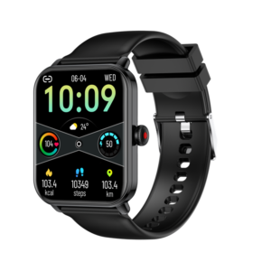 Smartwatch COOSTAR®, Ceas Inteligent Unisex, CR059, ecran AMOLED UltraHD 1,83”, Rezoluție 240x286, Procesor BT8959T5 / HX3918, Aplicație FitCloudPro, Apeluri Bluetooth 5.3, Multiple monitorizări sănătate și moduri sport, curea de silicon, negru
