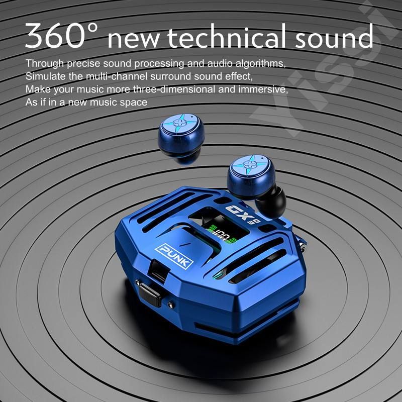 Căști wireless inteligente pentru GAMING, TWS DX-03, Bluetooth 5.3, afișaj LED, IOS + Android, sunet panoramic 360°, afișaj LED, microfon încorporat, autonomie extinsă, waterproof - imagine 3