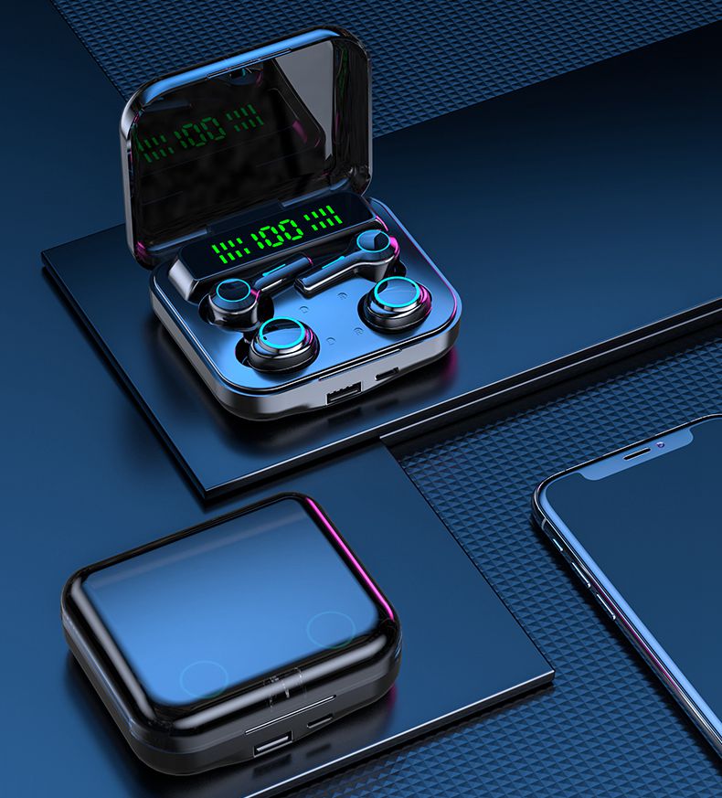 Căști duble (2 perechi) bluetooth wireless inteligente TWS-EM-M21, Bluetooth 5.3, afișaj LED, compatibilitate universală, IOS + Android, reducere zgomot, microfon integrat, control tactil - imagine 3