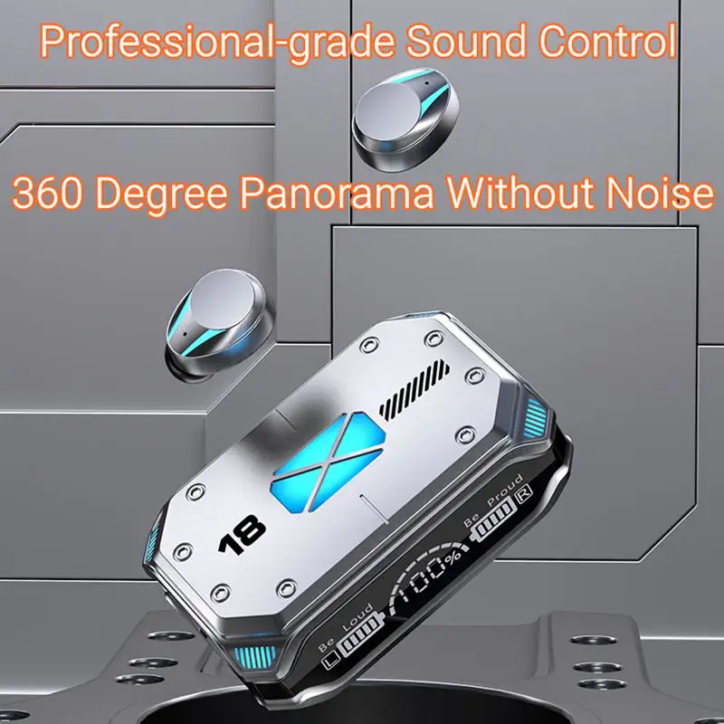 Căști wireless inteligente TWS EM-M41, Bluetooth 5.2, afișaj LED, IOS + Android, sunet panoramic 360°, afișaj LED, microfon încorporat, autonomie uriașă, waterproof - imagine 3