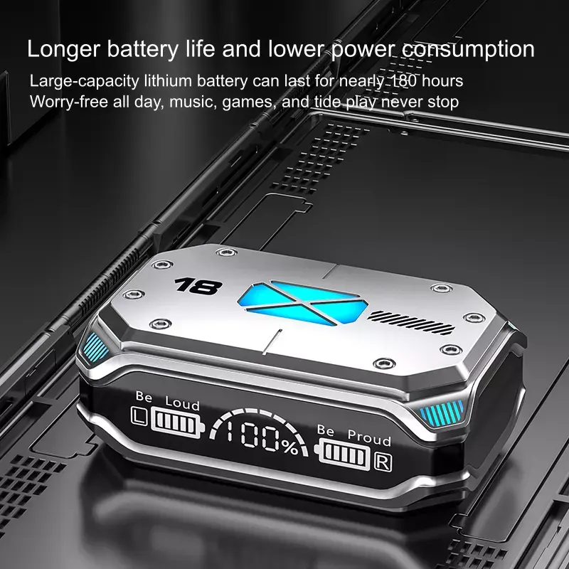 Căști wireless inteligente TWS EM-M41, Bluetooth 5.2, afișaj LED, IOS + Android, sunet panoramic 360°, afișaj LED, microfon încorporat, autonomie uriașă, waterproof - imagine 4