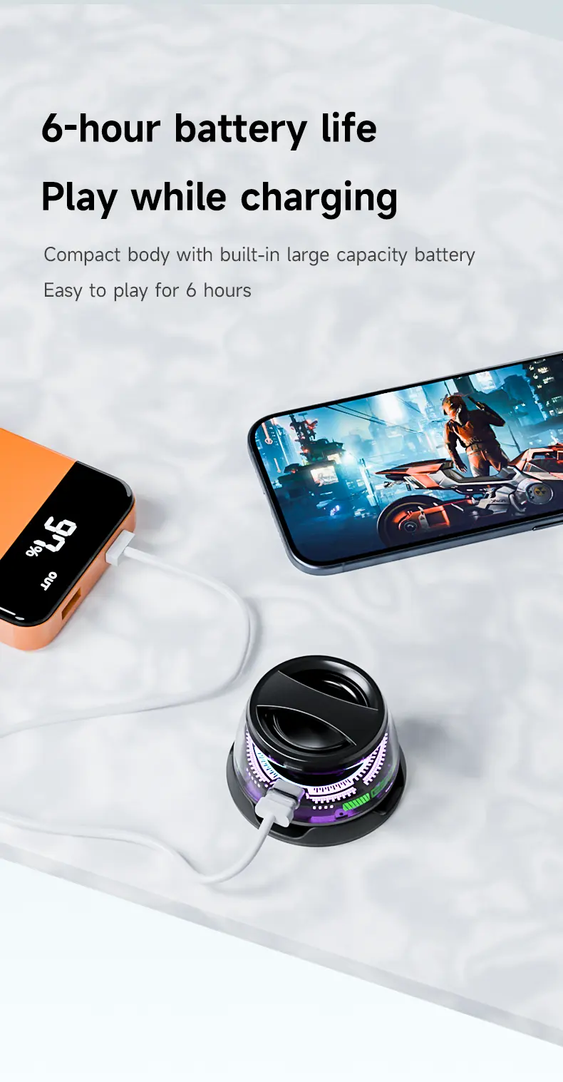 Boxă magnetică de buzunar (5,9 x 5,9 x 5,9 cm), mini Speaker cu Bluetooth 5.3, efecte duale de sunet sincronizate cu iluminarea RGB, încărcare USB, autonomie foarte mare - imagine 5