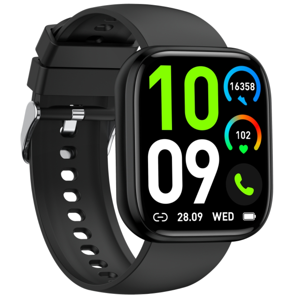 Smartwatch COOSTAR®, Ceas Inteligent Unisex, EM-CR077-BLACK, ecran TFT 1,85”, Rezoluție 240x284, Procesor JL7012F6, Oximetru, Tensiometru, Aplicație DaFit, Apeluri Bluetooth 5.2, Multiple monitorizări sănătate și moduri sport, Brațară silicon negru - imagine 4