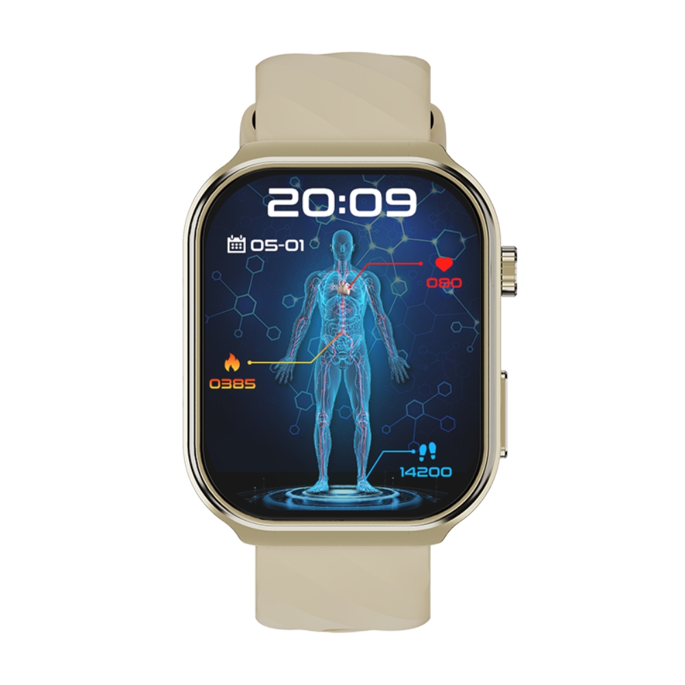 Smartwatch COOSTAR®, Ceas Inteligent Unisex, EM-CR030-BEIGE, ecran TFT 2,2”, Rezoluție 320 x 386 px, Procesor JL7012F, Oximetru, Tensiometru, Aplicație FitCloud Pro, Apeluri Bluetooth 5.2, Multiple monitorizări sănătate și moduri sport, Brațară silicon bej - imagine 3