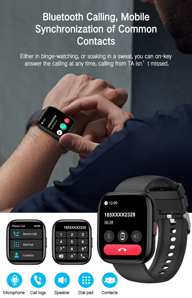 Smartwatch COOSTAR®, Ceas Inteligent Unisex, EM-CR077-SILVER, ecran TFT 1,85”, Rezoluție 240x284, Procesor JL7012F6, Oximetru, Tensiometru, Aplicație DaFit, Apeluri Bluetooth 5.2, Multiple monitorizări sănătate și moduri sport, Brațară silicon silver - imagine 5