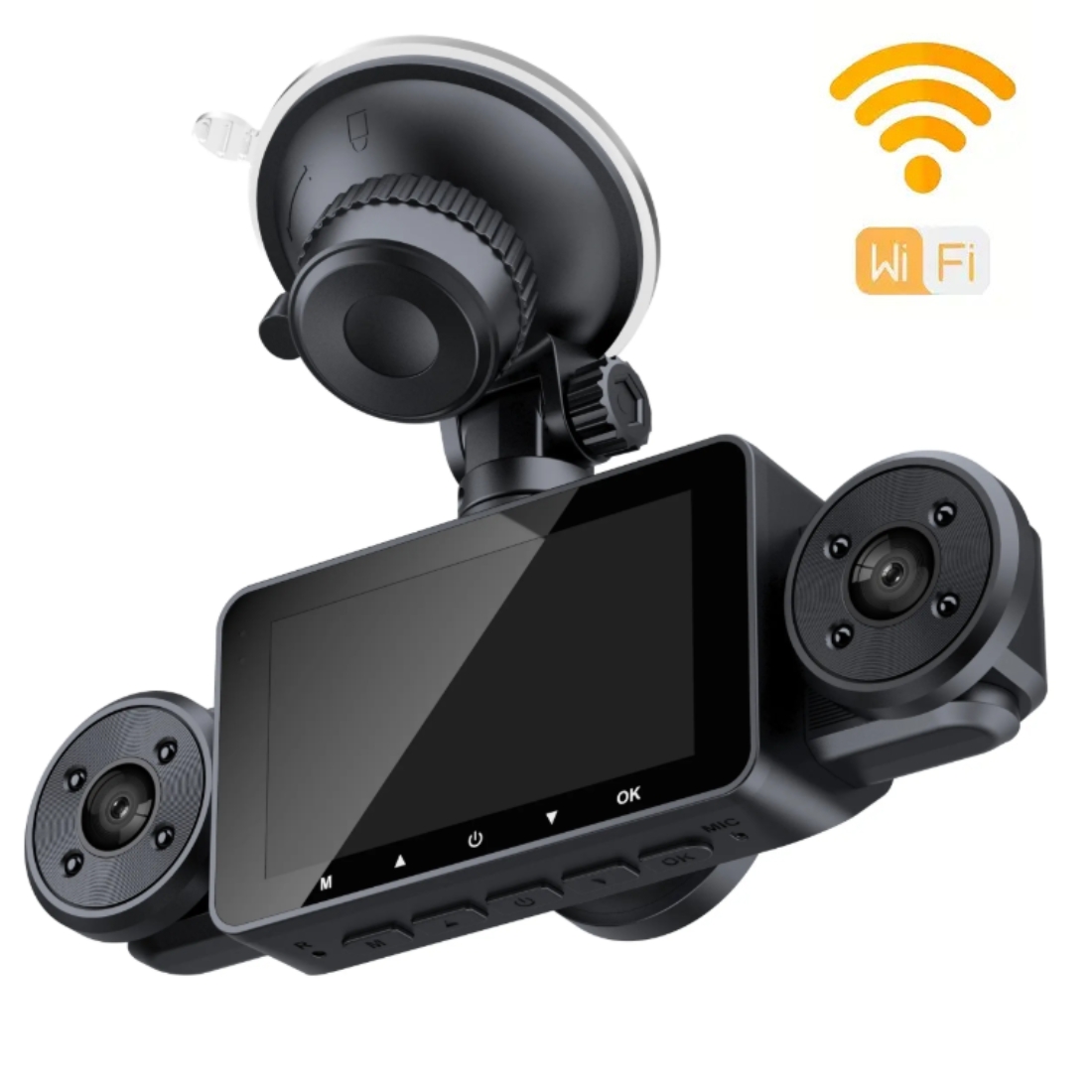 Cameră video auto DVR, EM-S21, 4 lentile – vizibilitate completă, 1920x1080 px, Display IPS 3 inch, Night Vision, WiFi - imagine 3