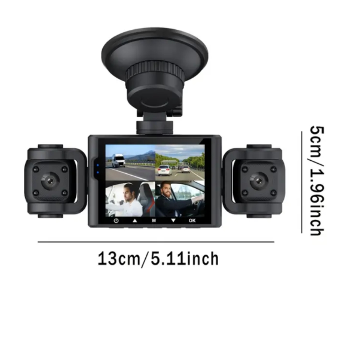 Cameră video auto DVR, EM-S7, 4 lentile – vizibilitate completă, 1920x1080 px, Display IPS 13x5 cm, Night Vision, WiFi - imagine 6