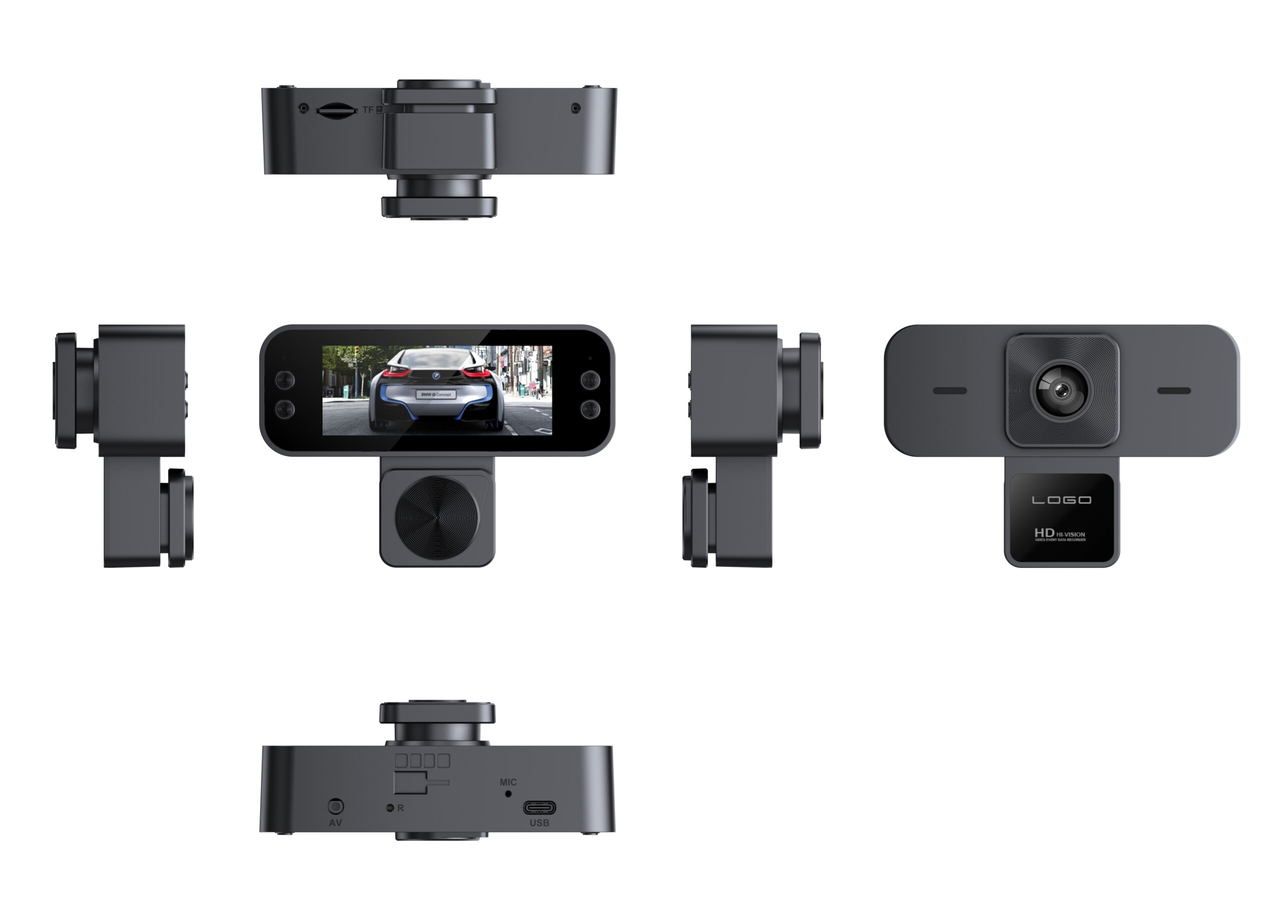 Cameră video auto DVR, EM-S5, 3 lentile – 360° vizibilitate completă, 1920x1080 px, Display 8 cm, Night Vision, WiFi - imagine 10