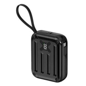 Baterie externă multifuncțională, Power Bank de buzunar cu încărcare ultra rapidă și 2 cabluri detașabile integrate, 22,5W, 10000mAh, Afișaj digital, negru