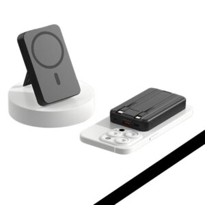 Baterie externă multifuncțională, Power Bank cu încărcare magnetică MagSafe rapidă 22,5W, 10000mAh, negru
