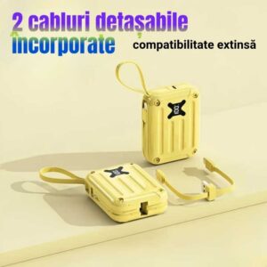 Alternative view of Baterie externă multifuncțională, Power Bank de buzunar cu încărcare ultra rapidă și 2 cabluri detașabile integrate, 22,5W, 10000mAh, Afișaj digital, alb