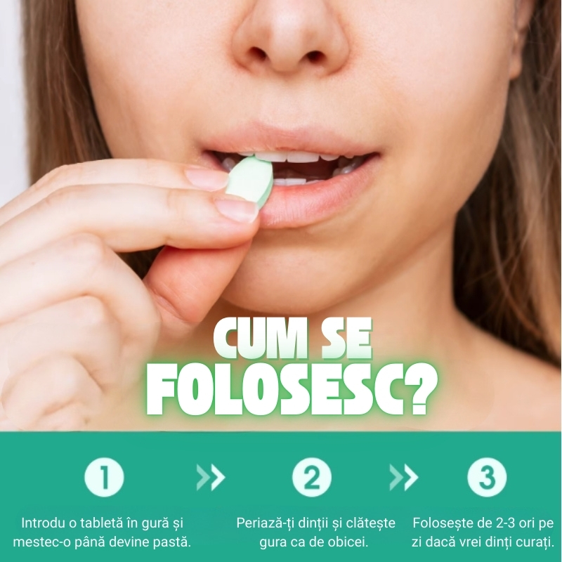 Tablete masticabile de pastă de dinți solidă cu Hidroxyapatită, 150 comprimate mentolate | Albire, protecție și prospețime în format inovator IKZEE® - imagine 5