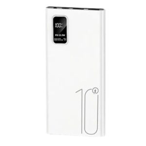 Baterie externă Ultra Slim cu încărcare rapidă 22,5W, 10000mAh, Afișaj digital, alb