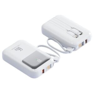 Baterie externă cu încărcare rapidă 20W, 10000mAh, Afișaj digital, alb