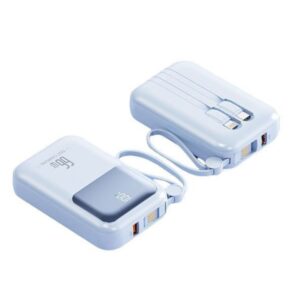 Baterie externă cu încărcare rapidă 20W, 10000mAh, Afișaj digital, bleu