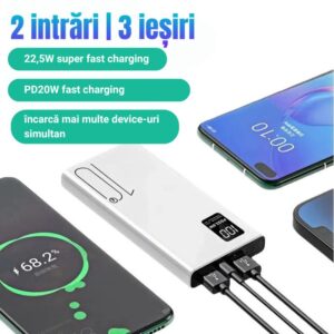 Alternative view of Baterie externă Ultra Slim cu încărcare rapidă 22,5W, 10000mAh, Afișaj digital, negru