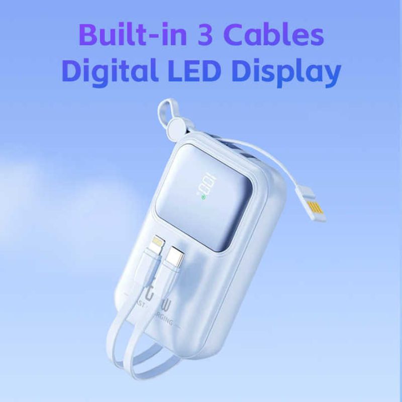 Baterie externă cu încărcare rapidă 20W, 10000mAh, Afișaj digital, mov - imagine 3