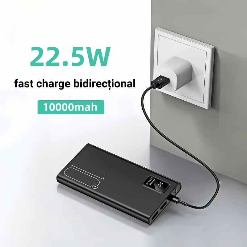Baterie externă Ultra Slim cu încărcare rapidă 22,5W, 10000mAh, Afișaj digital, alb - imagine 5