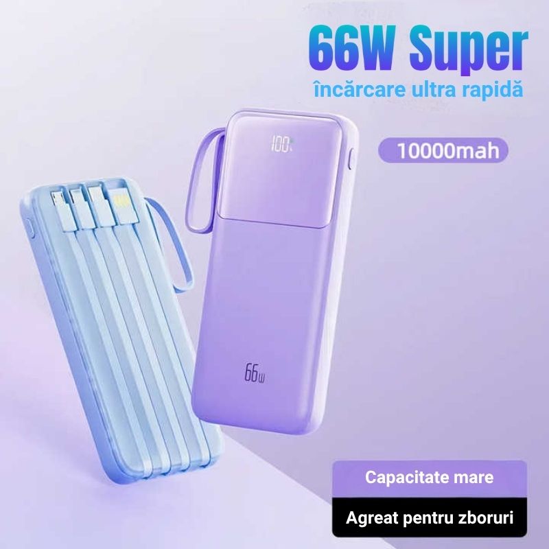 Baterie externă multifuncțională cu încărcare ultra rapidă 6 dispozitive simultan, 22,5W, 10000mAh, Afișaj digital, alb - imagine 5