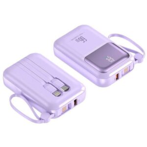 Baterie externă cu încărcare rapidă 20W, 10000mAh, Afișaj digital, mov