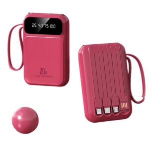 Baterie externă, Power Bank cu încărcare rapidă, Fast Charge, 20W, 10.000 mAh, Lanternă, afișaj LED, roșu