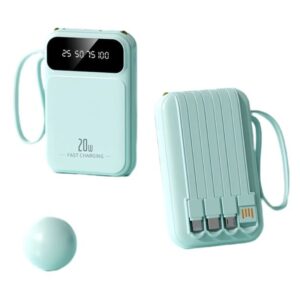 Baterie externă, Power Bank cu încărcare rapidă, Fast Charge, 20W, 10.000 mAh, Lanternă, afișaj LED, verde