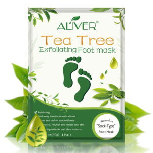 Șosete exfoliante, Mască pentru picioare cu extract de Arbore de Ceai (Tea Tree), Glicerină și Unt de Shea | Purificare profundă, calmare și regenerare pentru picioare, ALIVER®