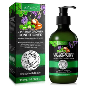 Șampon Balsam 3 în 1 cu Ulei de Ricin Negru Jamaican, Lavandă și Ulei de Argan ALIVER® – Pentru regenerarea și creșterea părului, 300 ml