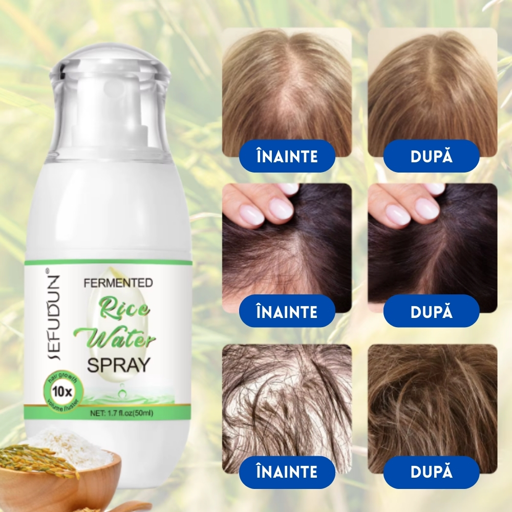 Spray cu apă de orez fermentată, Extract de Garofiță, Ulei de Ricin, Ghimbir și Vitamina B7, pentru Creșterea părului, fortifiere și hidratare naturală, 50 ml - imagine 10
