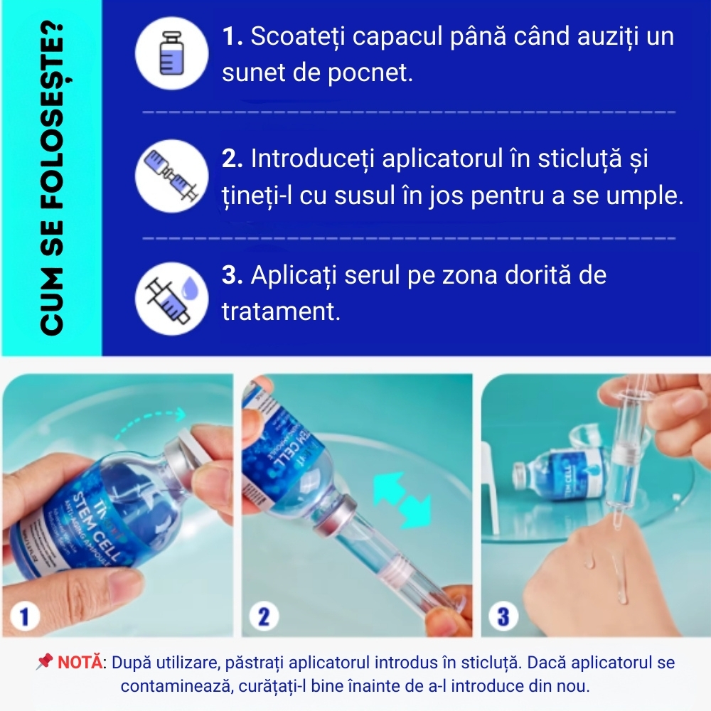 Ser facial Anti-Îmbătrânire cu Celule STEM | Vitamina B3, Colagen, Glicerină și Hialuronat de Sodiu | Hidratarea pielii și reducerea ridurilor | 35 ml, TIVLON® - imagine 11