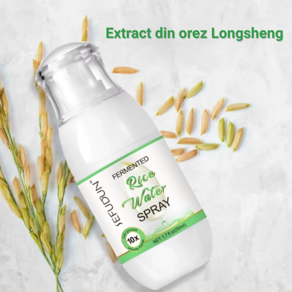 Spray cu apă de orez fermentată, Extract de Garofiță, Ulei de Ricin, Ghimbir și Vitamina B7, pentru Creșterea părului, fortifiere și hidratare naturală, 50 ml - imagine 12