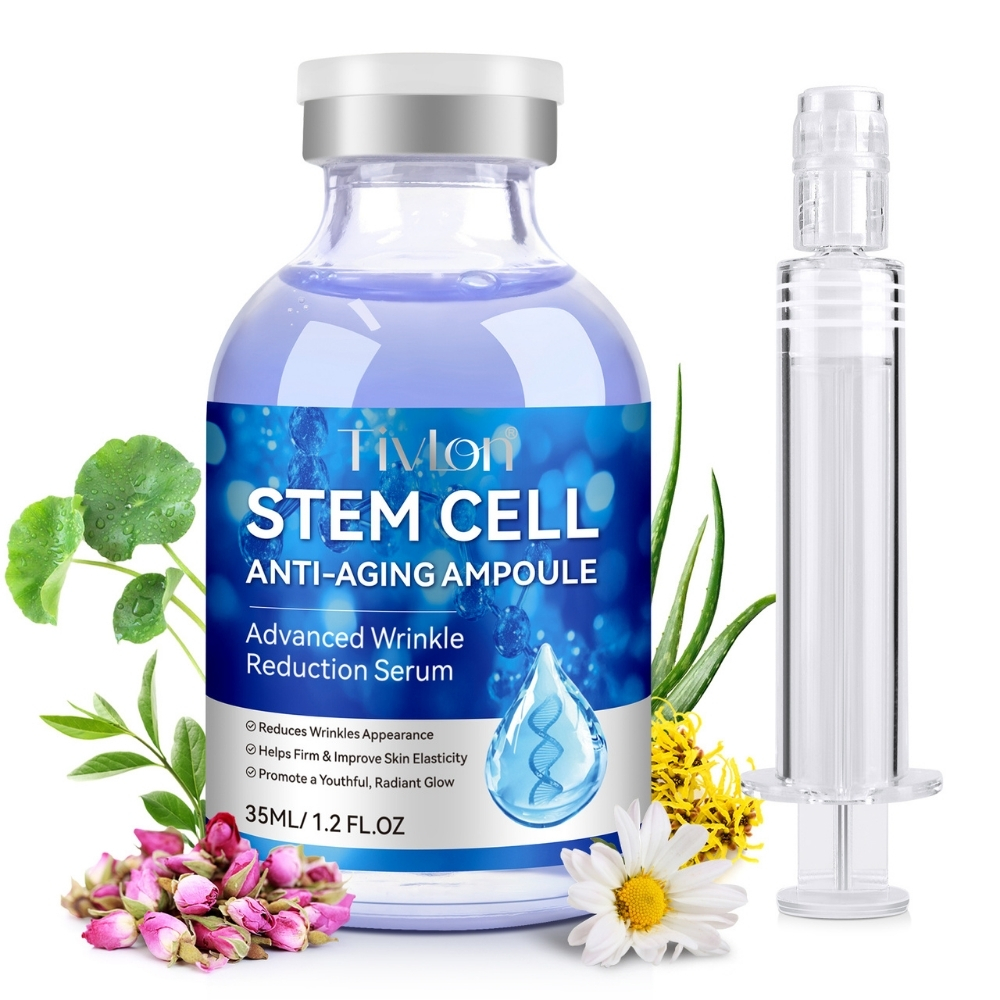 Ser facial Anti-Îmbătrânire cu Celule STEM | Vitamina B3, Colagen, Glicerină și Hialuronat de Sodiu | Hidratarea pielii și reducerea ridurilor | 35 ml, TIVLON® - imagine 2