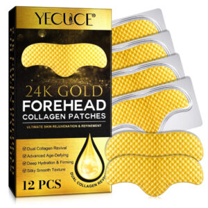 Alternative view of Mască de Frunte cu Aur de 24K, Colagen, Aloe Vera, Unt de Shea și Vitamina E | Anti-rid, Hidratare Intensă, Fermitate, Set 12 buc, YECUCE®