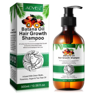 Șampon cu Ulei de Batana, Biotină, Ginseng, Ghimbir, Mentă, Rozmarin și Ulei de Argan, Curăță, Hrănește și Redă Forța Naturală a Scalpului și Părului, 300 ml, ALIVER®