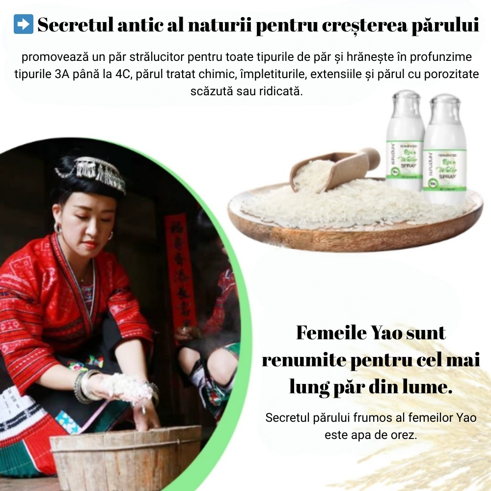 Spray cu apă de orez fermentată, Extract de Garofiță, Ulei de Ricin, Ghimbir și Vitamina B7, pentru Creșterea părului, fortifiere și hidratare naturală, 50 ml - imagine 4