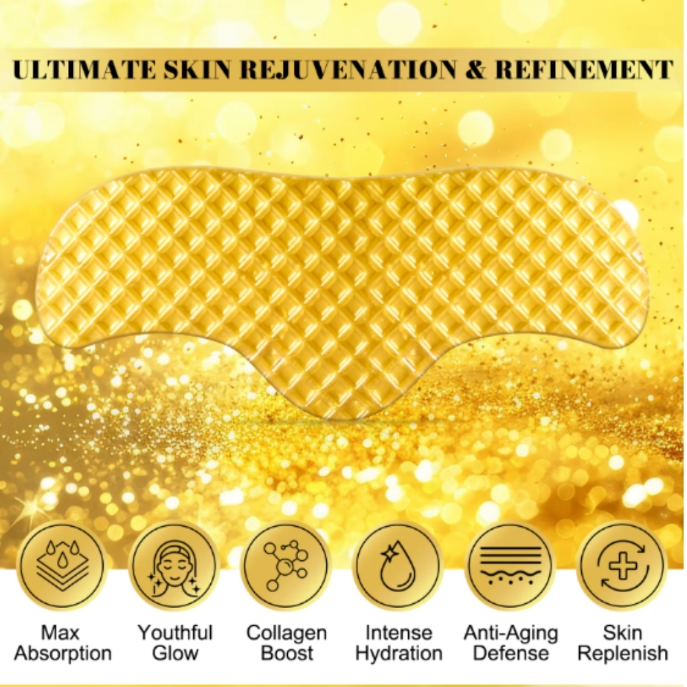 Mască de Frunte cu Aur de 24K, Colagen, Aloe Vera, Unt de Shea și Vitamina E | Anti-rid, Hidratare Intensă, Fermitate, Set 16 buc, ELAIMEI® - imagine 4