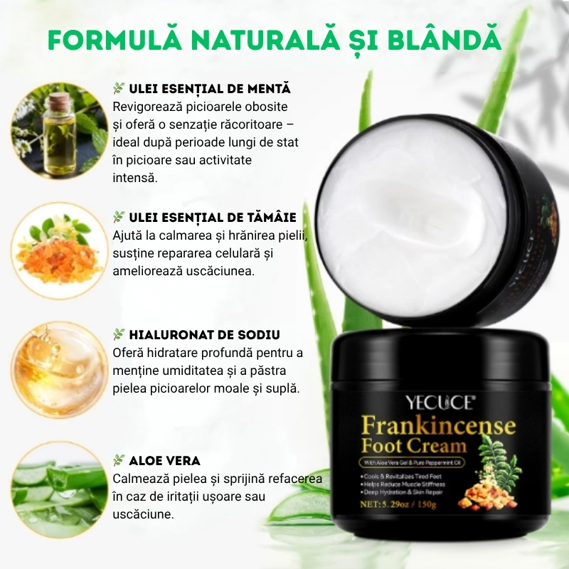 Cremă cu Tămâie pentru picioare și corp – Hidratare profundă 72H, pentru piele uscată, crăpată și obosită | 150g, YECUCE® - imagine 4