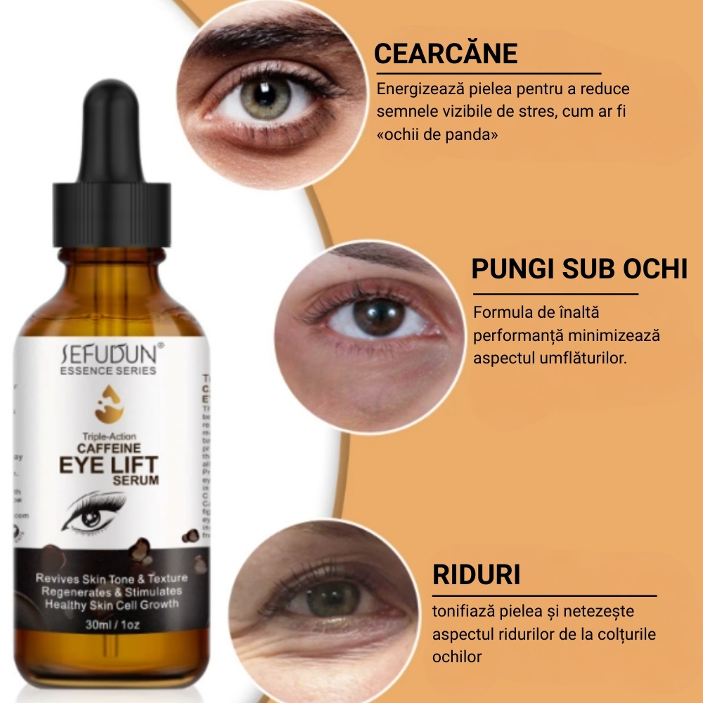 Ser facial cu Cafeină Eye Lift – Anti‑îmbătrânire, Fără Cearcăne și Pungi, Ingrediente 100% Organice, 30 ml, SEFUDUN® - imagine 7