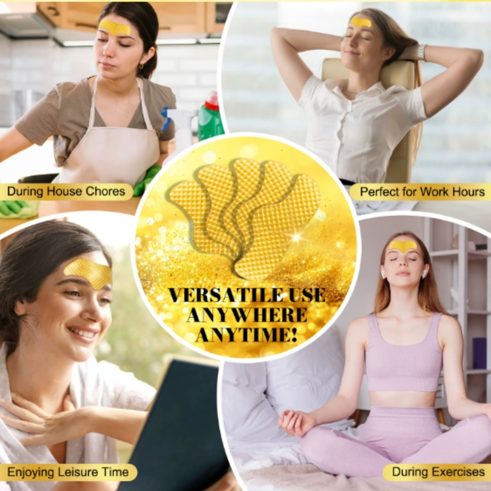 Mască de Frunte cu Aur de 24K, Colagen, Aloe Vera, Unt de Shea și Vitamina E | Anti-rid, Hidratare Intensă, Fermitate, Set 16 buc, ELAIMEI® - imagine 8