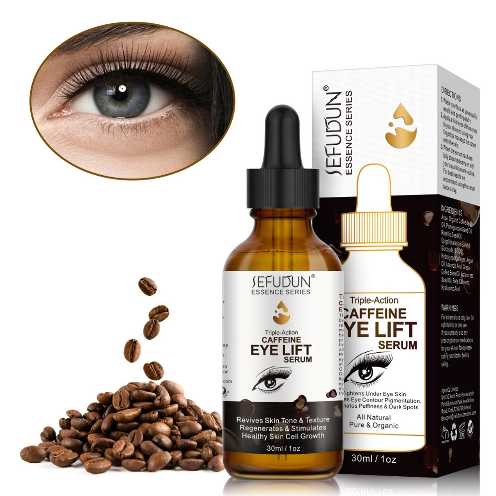 Ser facial cu Cafeină Eye Lift – Anti‑îmbătrânire, Fără Cearcăne și Pungi, Ingrediente 100% Organice, 30 ml, SEFUDUN® - imagine 10