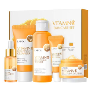 Set cosmetice, 5 piese pentru îngrijirea tenului cu Vitamina C 99% pură, Niacinamide și Hialuronat de Sodiu | LAIKOU®